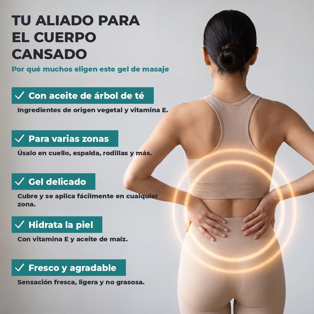 Gel de masaje con aceite de árbol de té y vitamina E